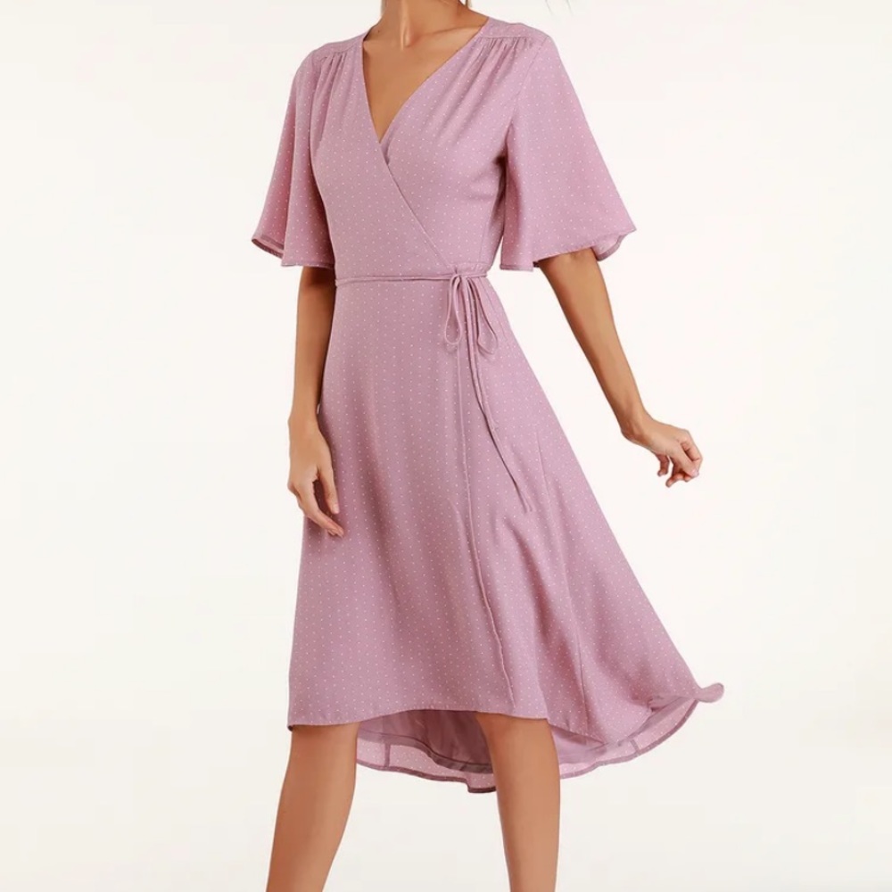 Mauve Midi Wrap Dress